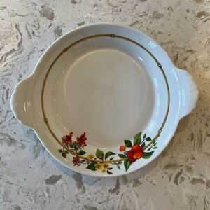Vintage Pillivuyt Amanda Garden Flower 8” Round Au Gratin Baking Dish